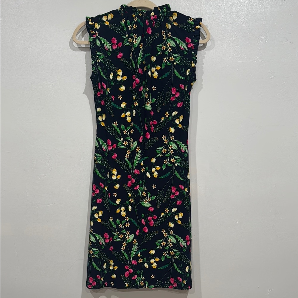 Tommy Hilfiger NWT Floral Sleeveless Ruffle Neck Jersey Dress Multicolor Accents - Picture 4 of 5